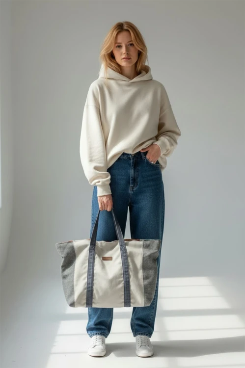 Jasnoszara torba na zakupy