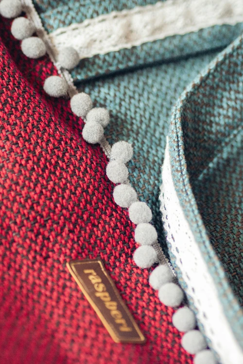 Turkusowo-bordowa huge bag z plecionki