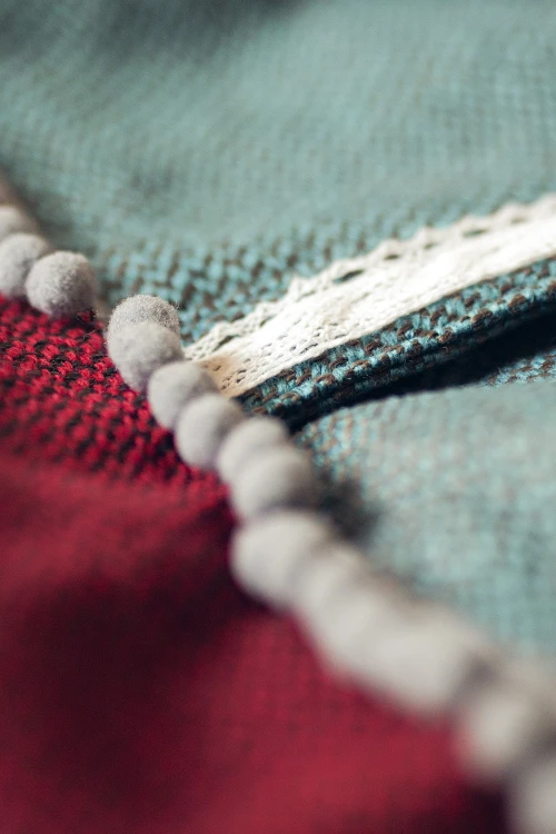 Turkusowo-bordowa huge bag z plecionki