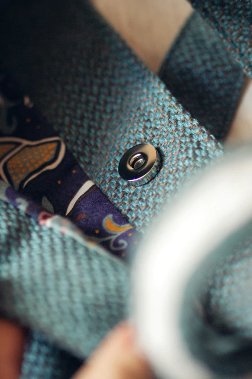 Turkusowo-bordowa huge bag z plecionki