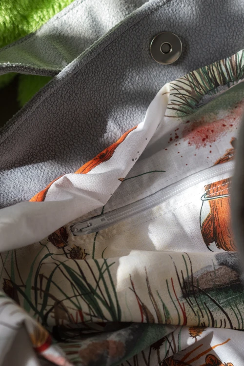 Szara torba plażowa z weluru huge bag