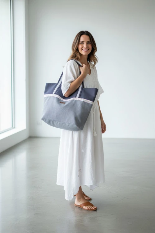 Grafitowa duża torba plażowa huge bag