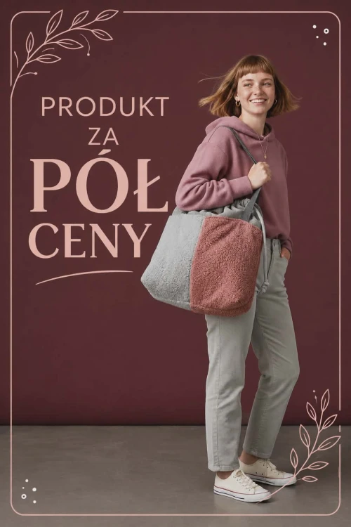 Szaro-różowa duża torba z kominem baranek