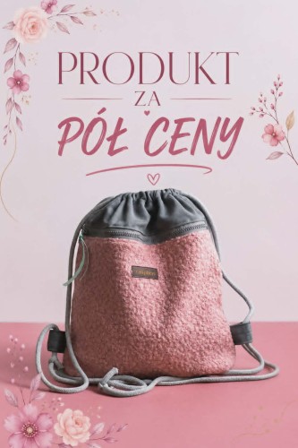 Szaro-różowy plecak z przednią kieszenią