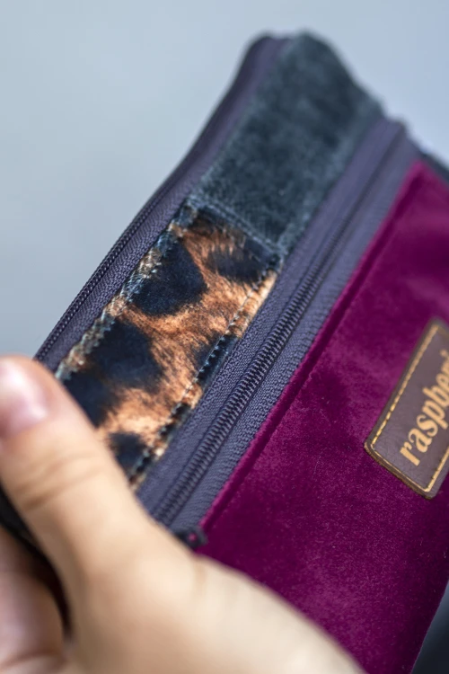 Portfel handmade z weluru i nubuku – unikatowy portfel z kieszonką na suwak