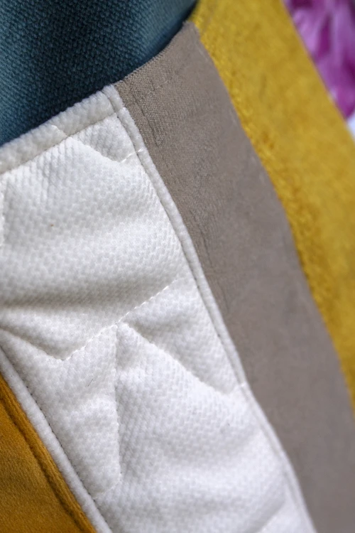 Plecak worek patchwork petrol – unikatowy plecak z weluru z kieszeniami