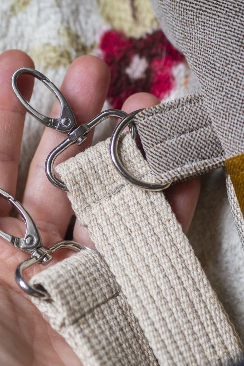 Torba z kominem patchwork no waste w kwiaty z zaczepami do wózka dziecięcego