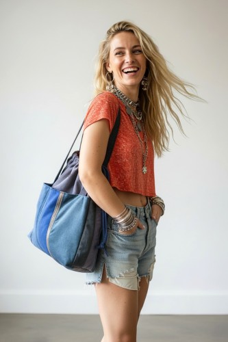 Torba shopper handmade Raspberi – unikatowa torba w stylu no waste