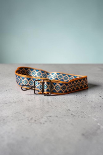 Pasek do torebki 4 cm – regulowany pasek żółto-niebieski wzór
