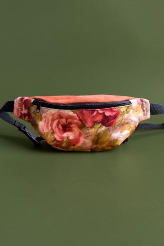 Nerka welurowa w kwiaty – unikatowa torebka handmade