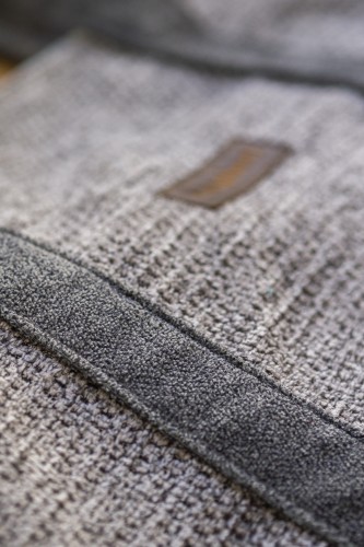 Duża shopperka z szarej plecionki i pudroworóżowej bukli – unikat handmade