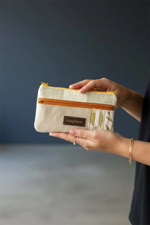 Portfel patchworkowy no waste handmade – unikat raspberi