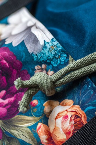 Turkusowa torebka z weluru z kominem handmade – unikatowa torba na ramię
