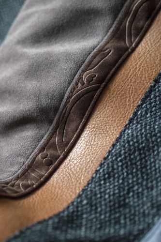 Szaro-brązowa duża torba z kominem patchwork