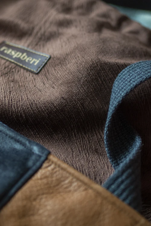 Szaro-brązowa duża torba z kominem patchwork