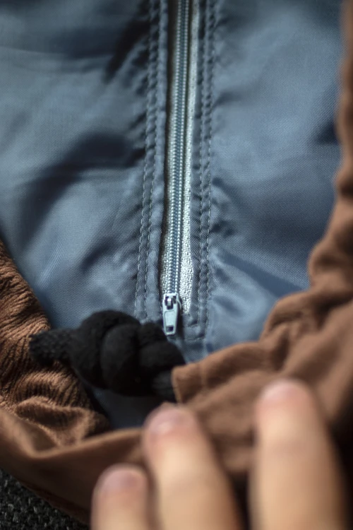 Szaro-brązowa duża torba z kominem patchwork