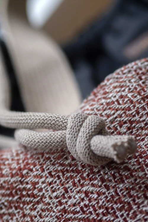 Duża torba z kominem XL – szary welur i ruda plecionka | Handmade