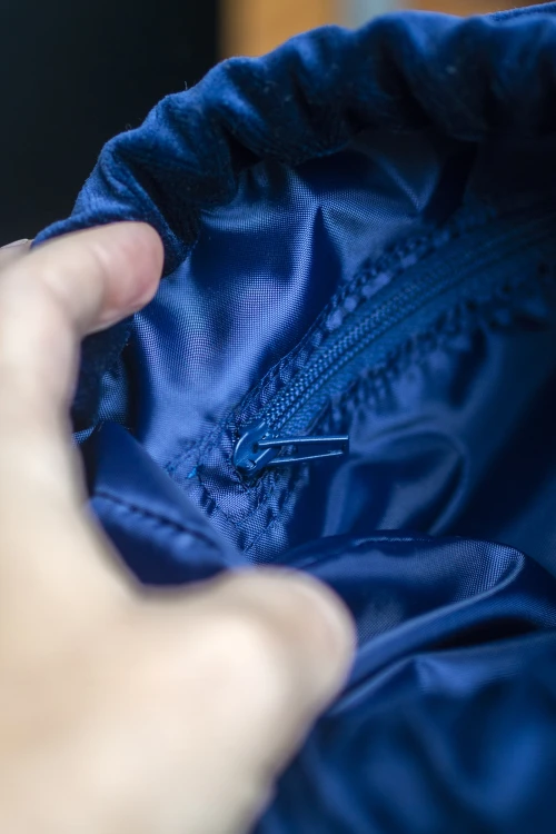 Granatowa listonoszka z kominem z weluru w figi – handmade, unikat