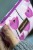 Etui na klucze z różowego weluru w tulipany – handmade