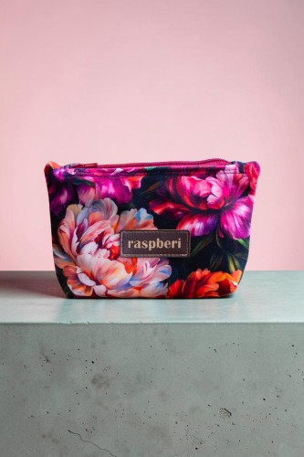 Etui na klucze z weluru w peonie – kwiatowe etui handmade