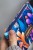 Etui na klucze z granatowego weluru w różowe i fioletowe kwiaty – handmade