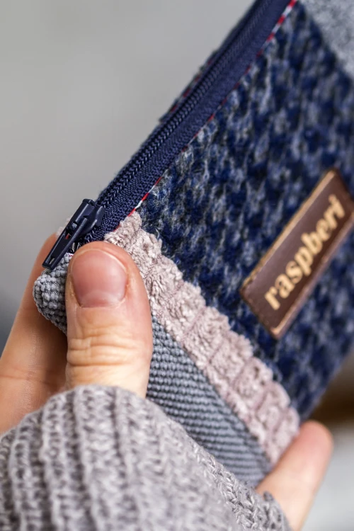 Patchworkowe etui na klucze w pepitkę – portfelik handmade