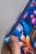 Etui na klucze z granatowego weluru w różowe i fioletowe kwiaty – handmade