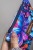 Etui na klucze z granatowego weluru w różowe i fioletowe kwiaty – handmade