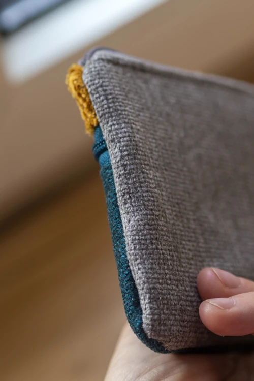 Wodoodporny portfel handmade turkusowo-szaro-miodowy – na karty i pieniądze