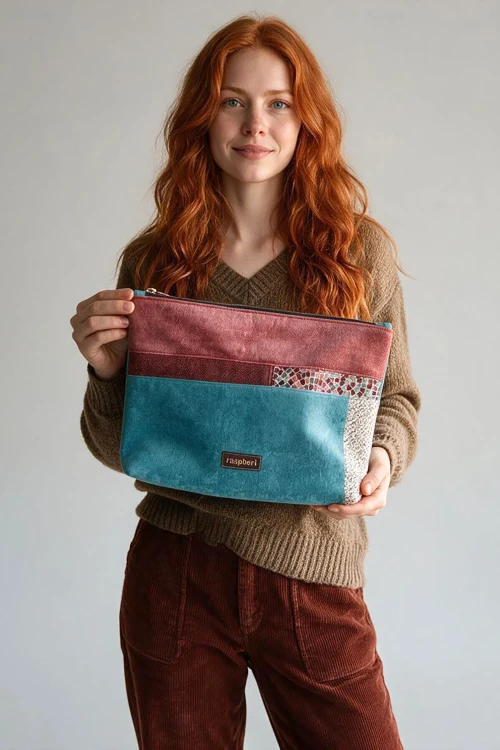 Kolorowa kosmetyczka patchworkowa podróżna – handmade, no waste, unikat