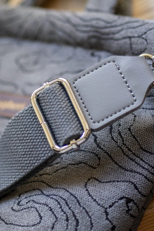 Szara listonoszka z czarnym wzorem handmade – unikatowa torebka damska
