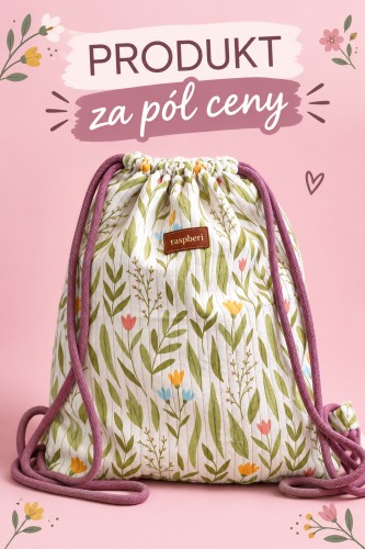 Jasny workoplecak basic z grubego sztruksu w kwiaty
