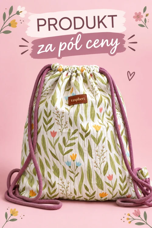 Jasny workoplecak basic z grubego sztruksu w kwiaty