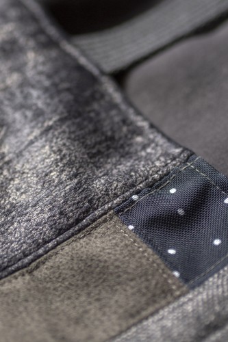 Duża szara torba z kominem z weluru patchwork