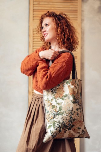 Shopperka z żakardu w kwiaty