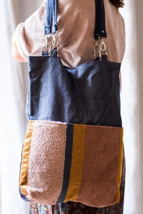 Patchworkowa jeansowa torebka damska