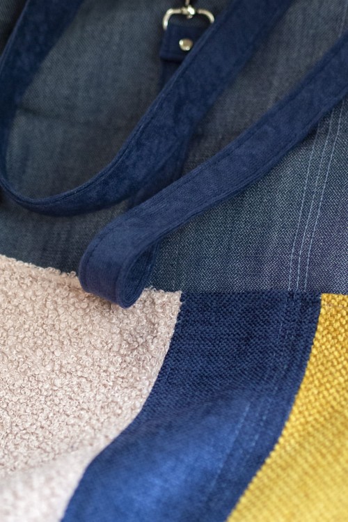 Niebiesko-różowa patchworkowa torba na ramię